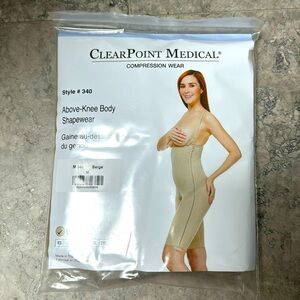 NWT. Clearpoint Medical Above Knee Body Shapewear Style 340. Beige Size Medium.